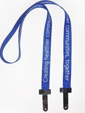 Blue double strap link custom lanyard