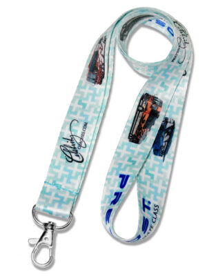 Custom printed light blue lanyard