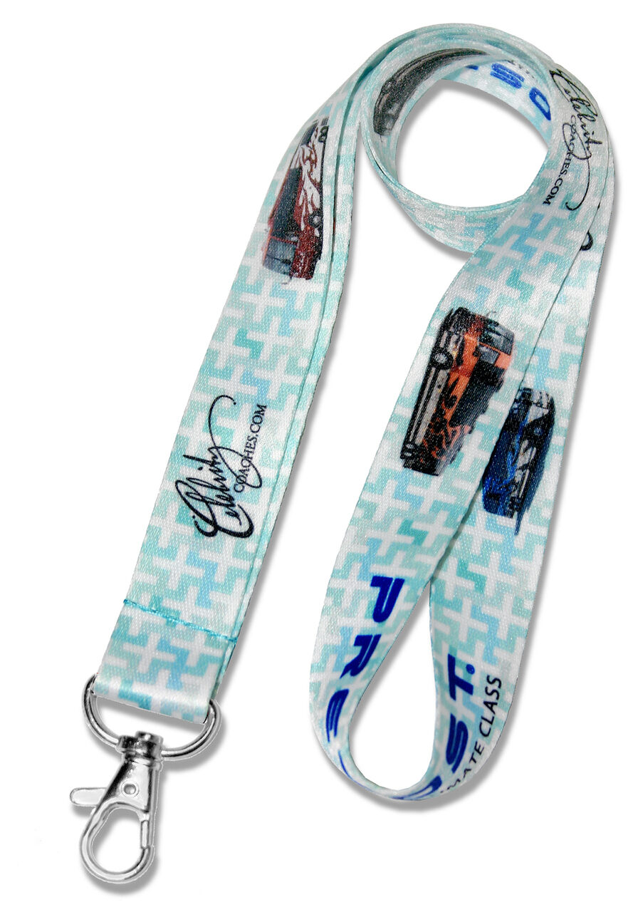 Custom printed light blue lanyard